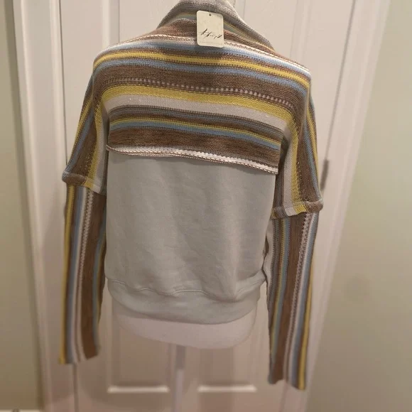New Free People Lake Tahoe Crochet Sleeve Pullover size S - Picture 9 of 9